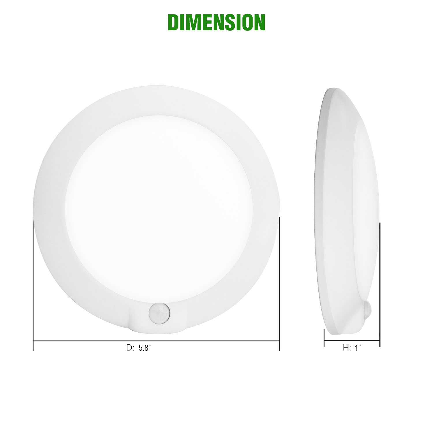 ACFMS01-608PIR-3000K - Ceiling Light 1 -Light 5.8-in White Integrated LED Flush Mount Light with Motion Sensor