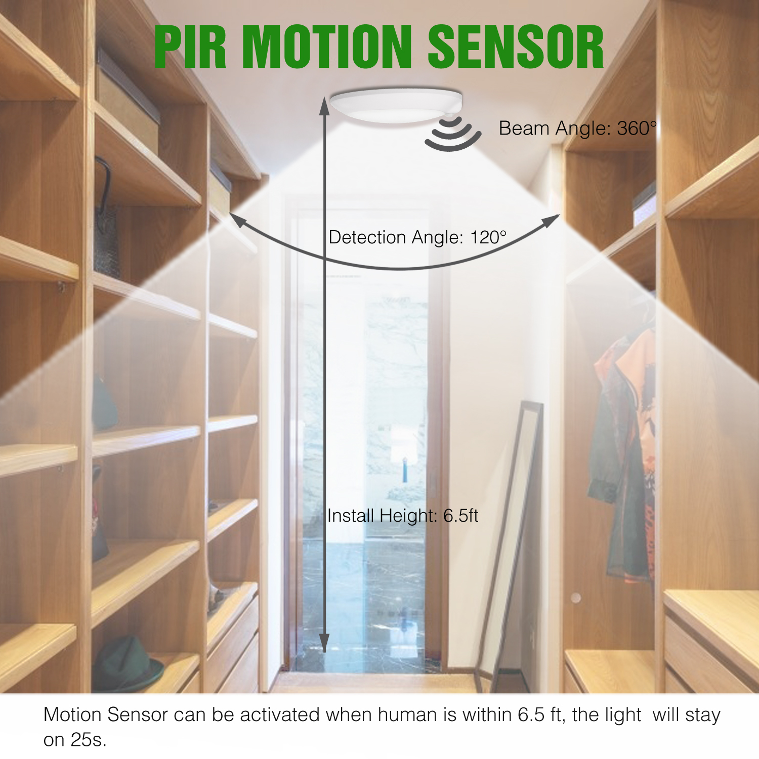 ACFMS01-608PIR-3000K - Ceiling Light 1 -Light 5.8-in White Integrated LED Flush Mount Light with Motion Sensor