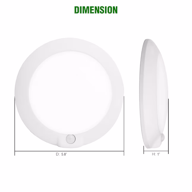Ceiling Light 1 -Light 5.8-in White Integrated LED Flush Mount Light with Motion Sensor
