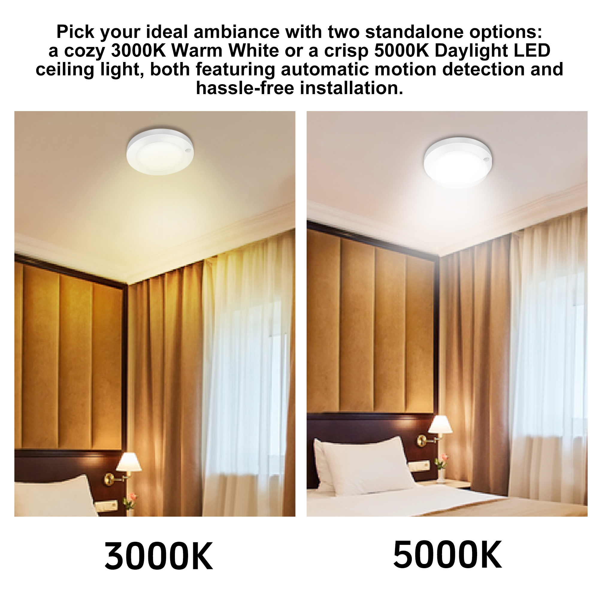 Ceiling Light 1 -Light 6.18-in White Integrated LED Flush Mount Light with Motion Sensor