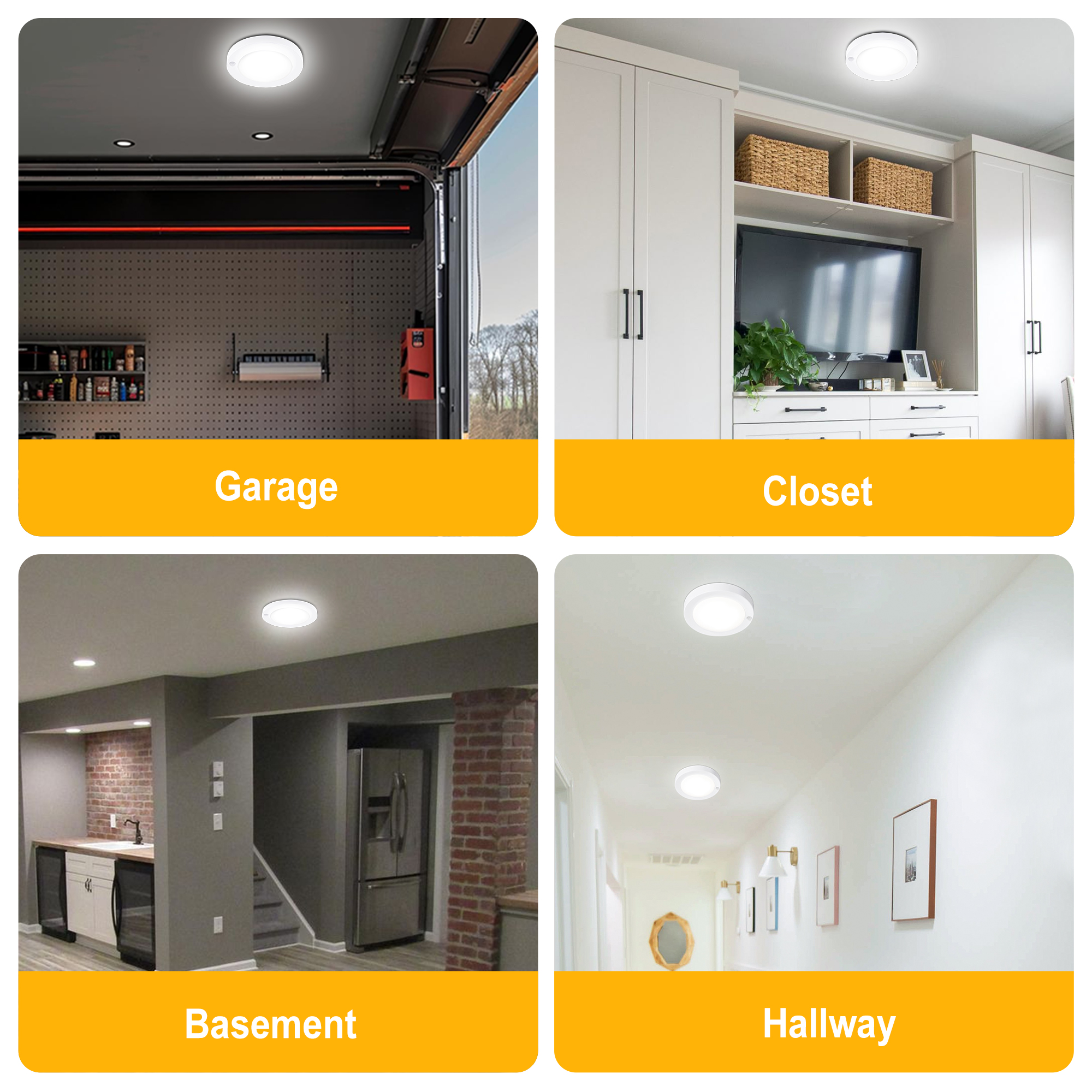 Ceiling Light 1 -Light 6.18-in White Integrated LED Flush Mount Light with Motion Sensor