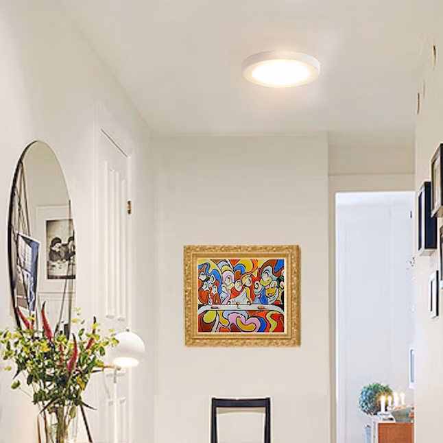 Ceiling Light 1 -Light 6.18-in White Integrated LED Flush Mount Light with Motion Sensor