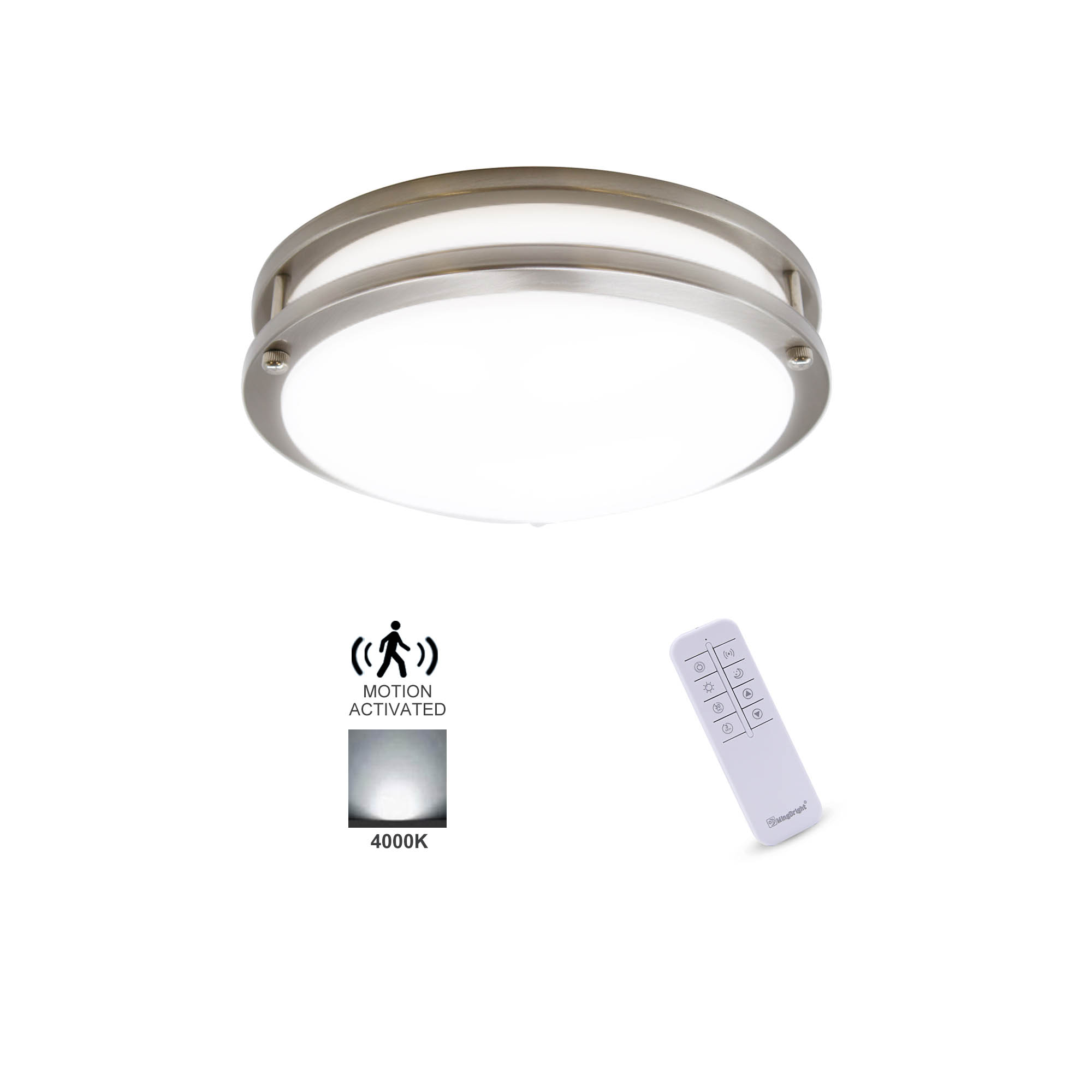 DR011220M-840BN - Flush Mount Light 1 -Light 12-in Brushed Nickel Integrated LED Flush Mount Light with Motion Sensor