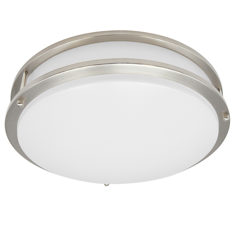 Flush Mount Light 1 -Light 12-in Brushed Nickel Integrated LED Flush Mount Light with Motion Sensor