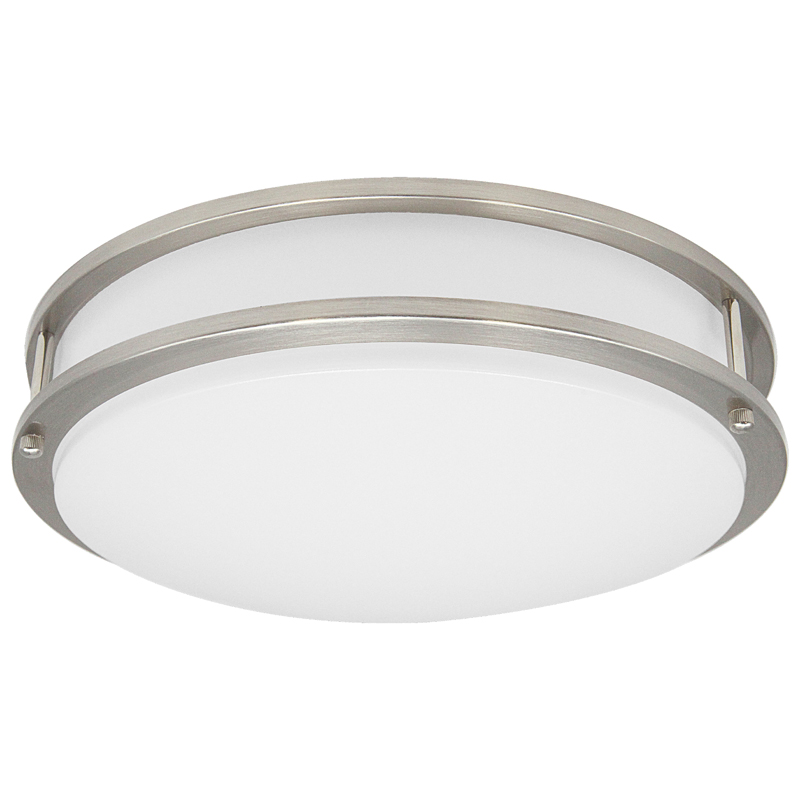 Flush Mount Light 1 -Light 12-in Brushed Nickel Integrated LED Flush Mount Light with Motion Sensor
