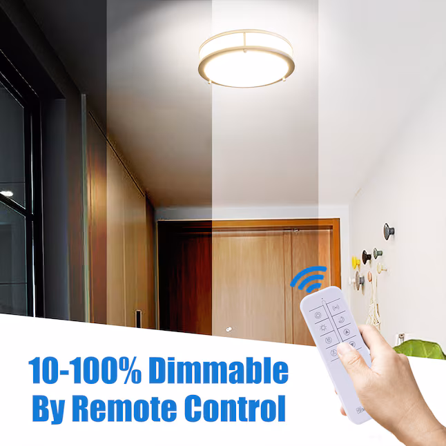 Flush Mount Light 1 -Light 12-in Brushed Nickel Integrated LED Flush Mount Light with Motion Sensor