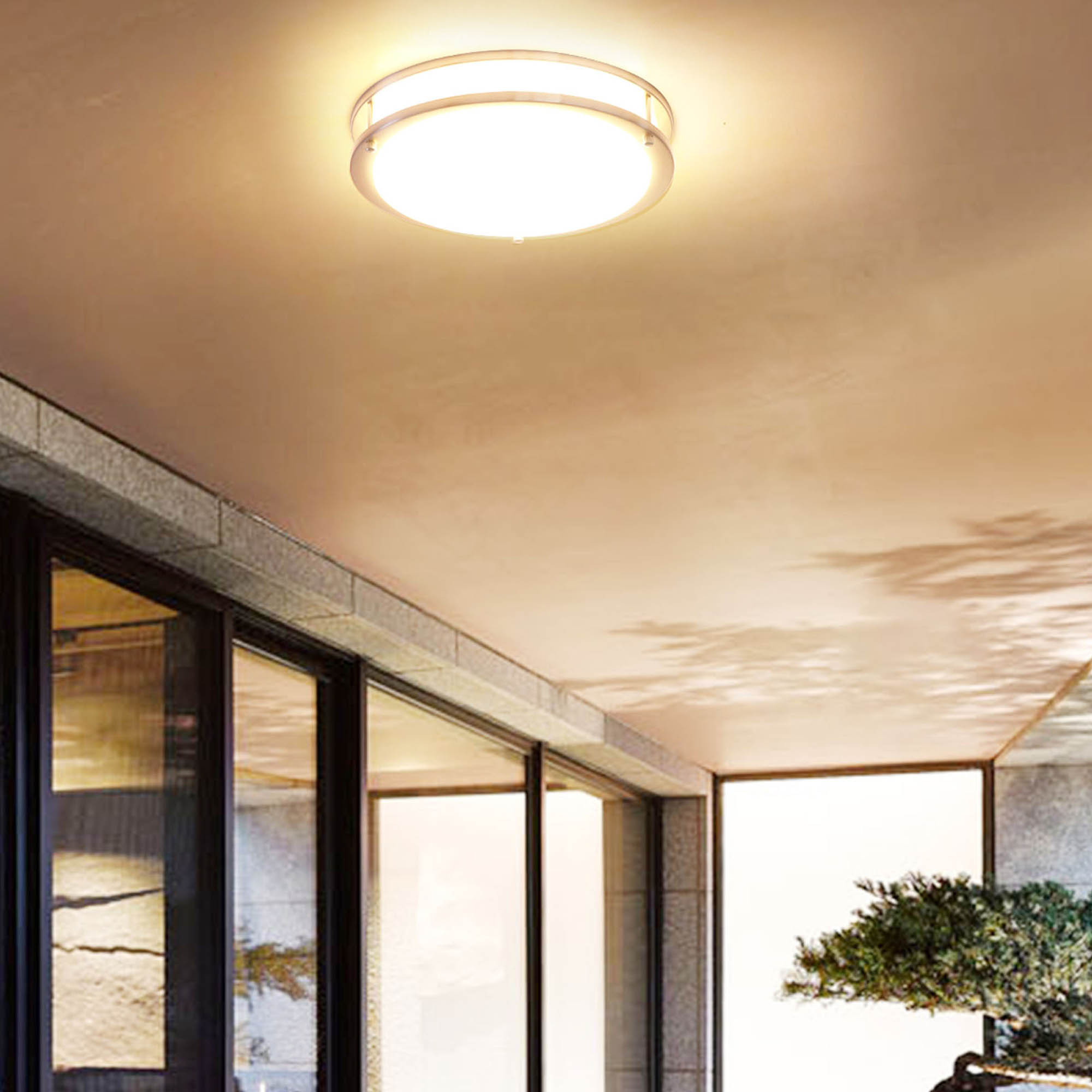 DR011424D-830BN - Flush Mount Light 1 -Light 14-in Brushed Nickel Integrated LED Flush Mount Light