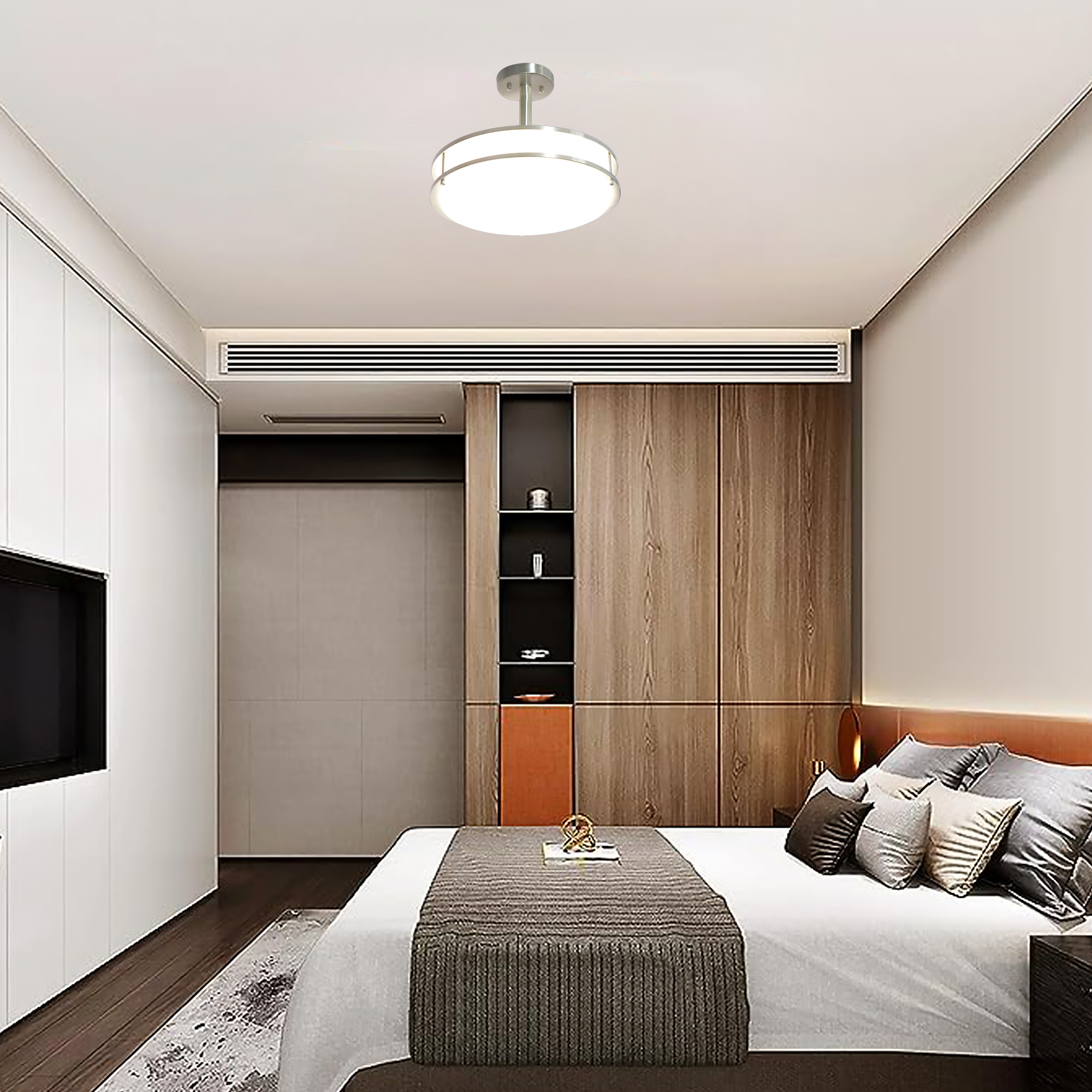 Semi Flush Mount 1 -Light 16-in Brushed Nickel Integrated LED Semi Flush Mount Light