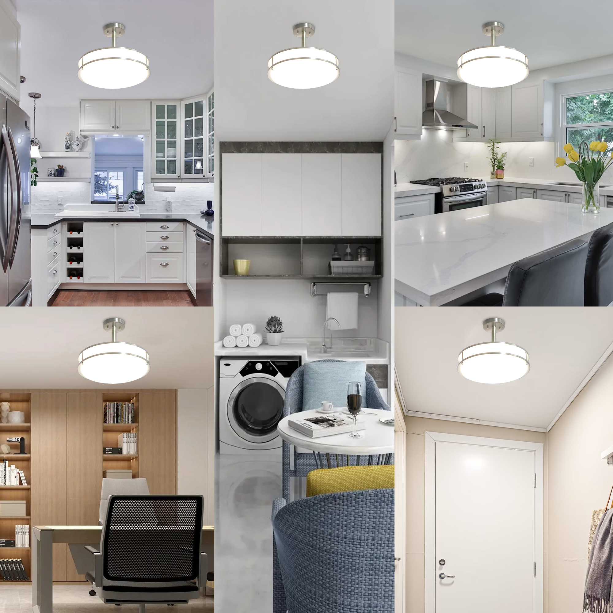 Semi Flush Mount 1 -Light 16-in Brushed Nickel Integrated LED Semi Flush Mount Light