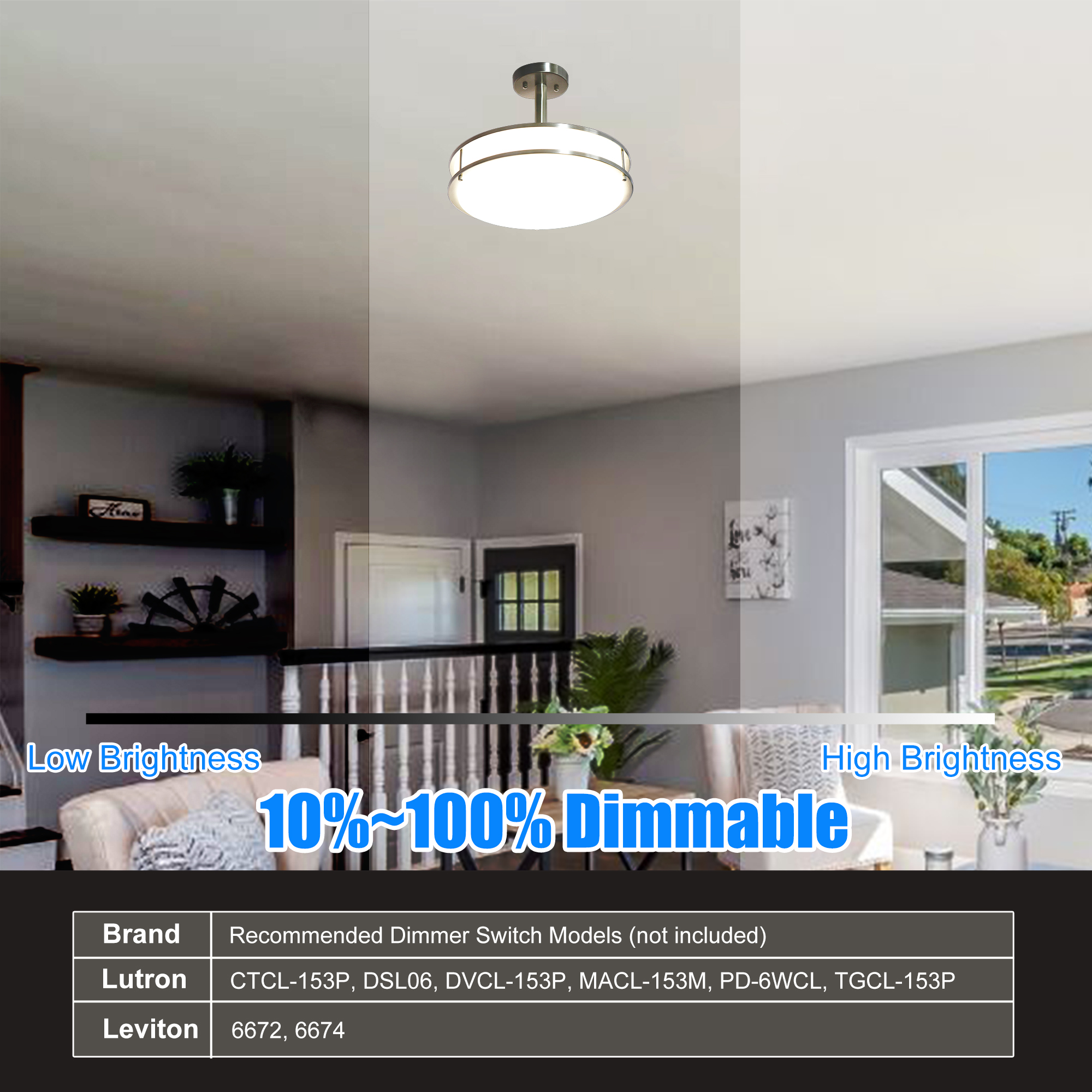 Semi Flush Mount 1 -Light 16-in Brushed Nickel Integrated LED Semi Flush Mount Light