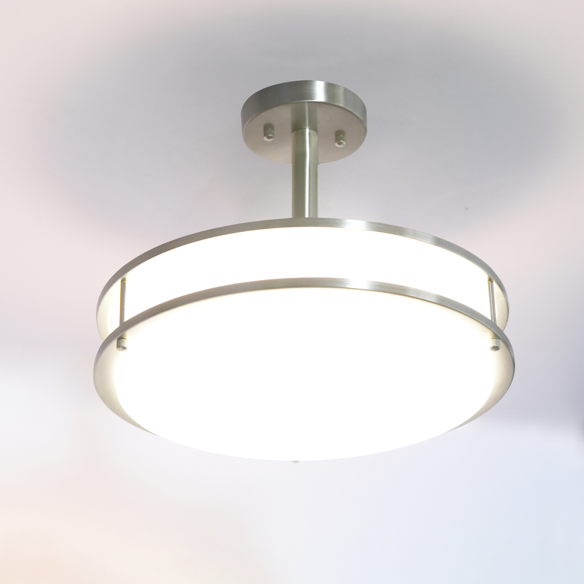 Semi Flush Mount 1 -Light 16-in Brushed Nickel Integrated LED Semi Flush Mount Light