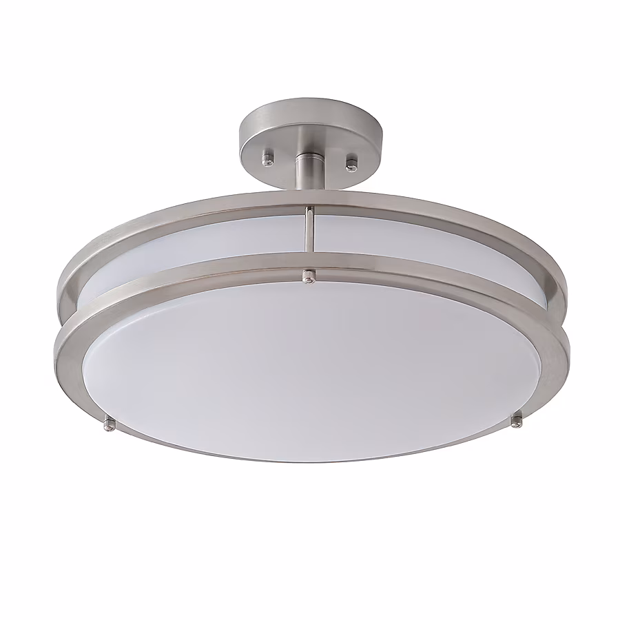 Semi Flush Mount 1 -Light 16-in Brushed Nickel Integrated LED Semi Flush Mount Light