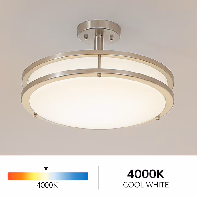 Semi Flush Mount 1 -Light 16-in Brushed Nickel Integrated LED Semi Flush Mount Light