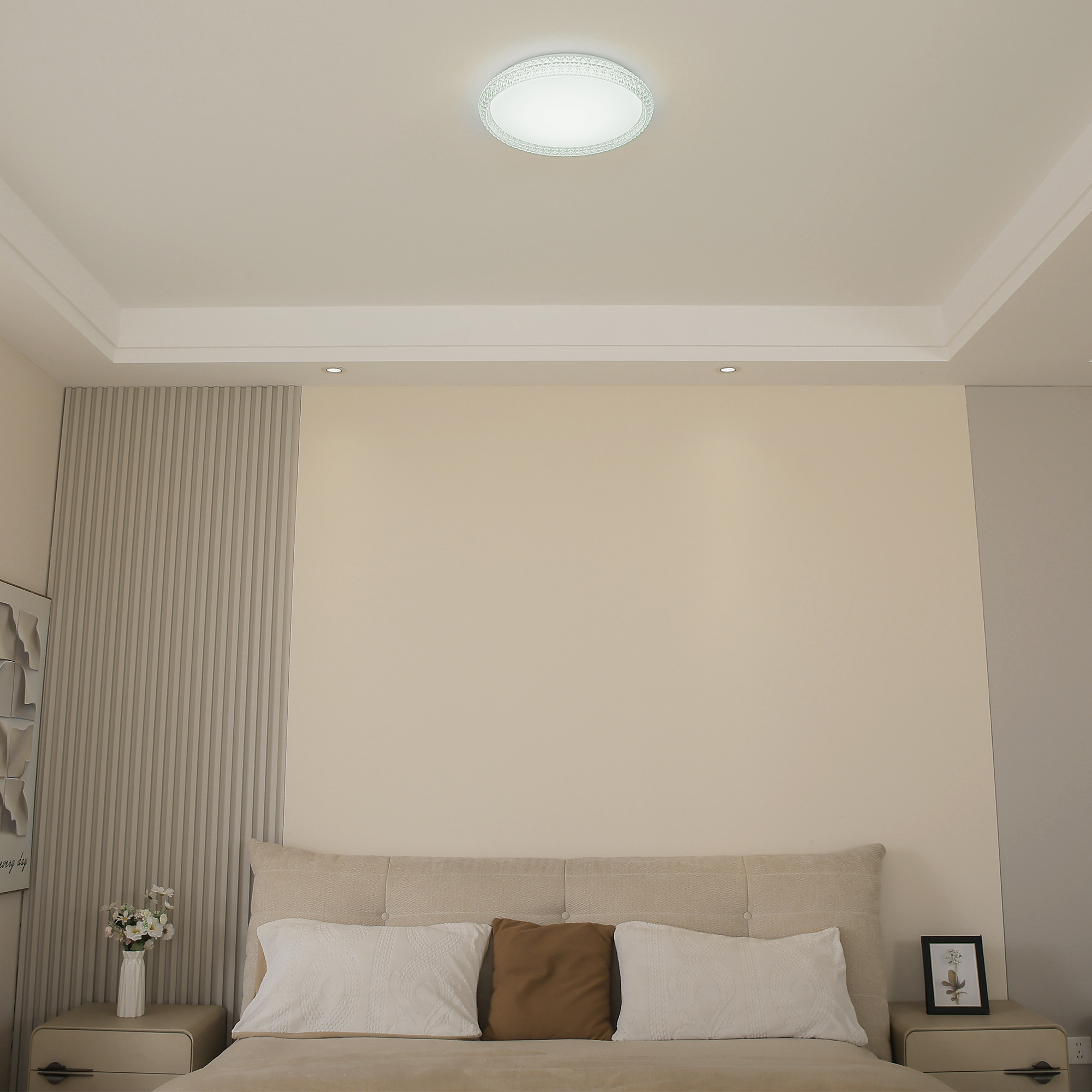 LED Flush Mount 1 -Light 16-in White Integrated LED Flush Mount Light