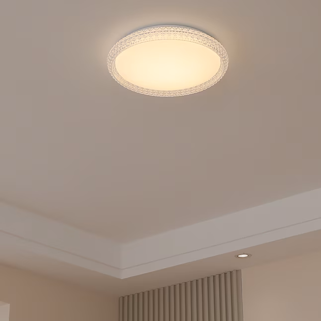 LED Flush Mount 1 -Light 16-in White Integrated LED Flush Mount Light