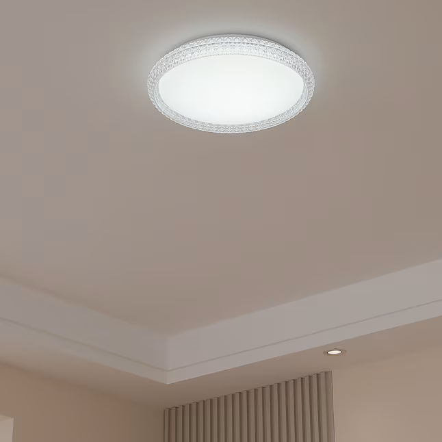 LED Flush Mount 1 -Light 16-in White Integrated LED Flush Mount Light
