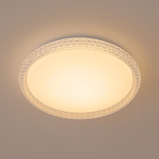 LED Flush Mount 1 -Light 16-in White Integrated LED Flush Mount Light
