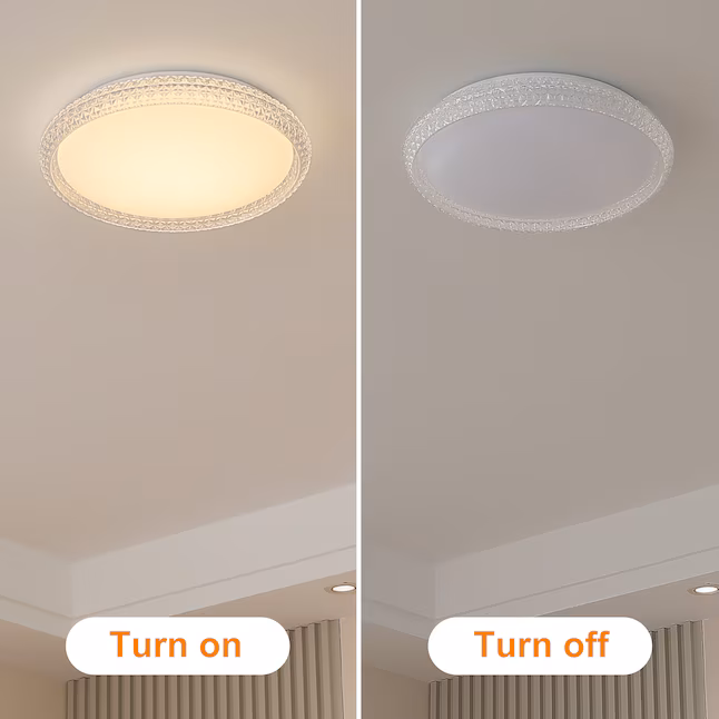 LED Flush Mount 1 -Light 16-in White Integrated LED Flush Mount Light