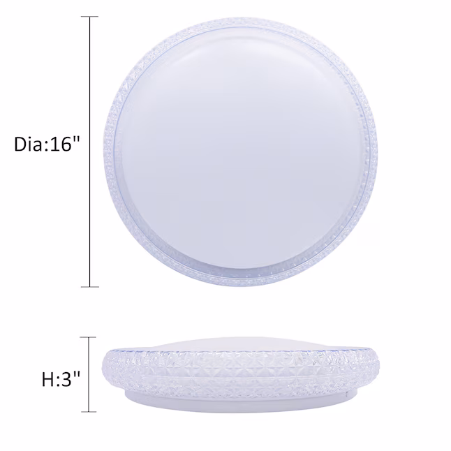 LED Flush Mount 1 -Light 16-in White Integrated LED Flush Mount Light