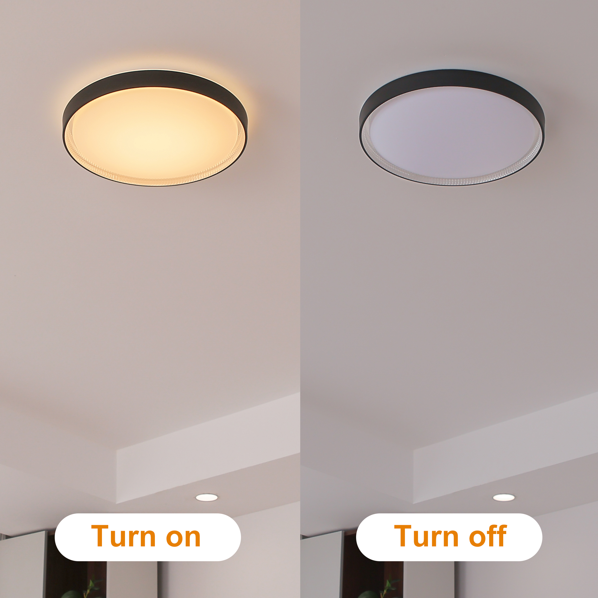 Flush Mount Light 1 -Light 15.6-in Matte Black Integrated LED Flush Mount Light