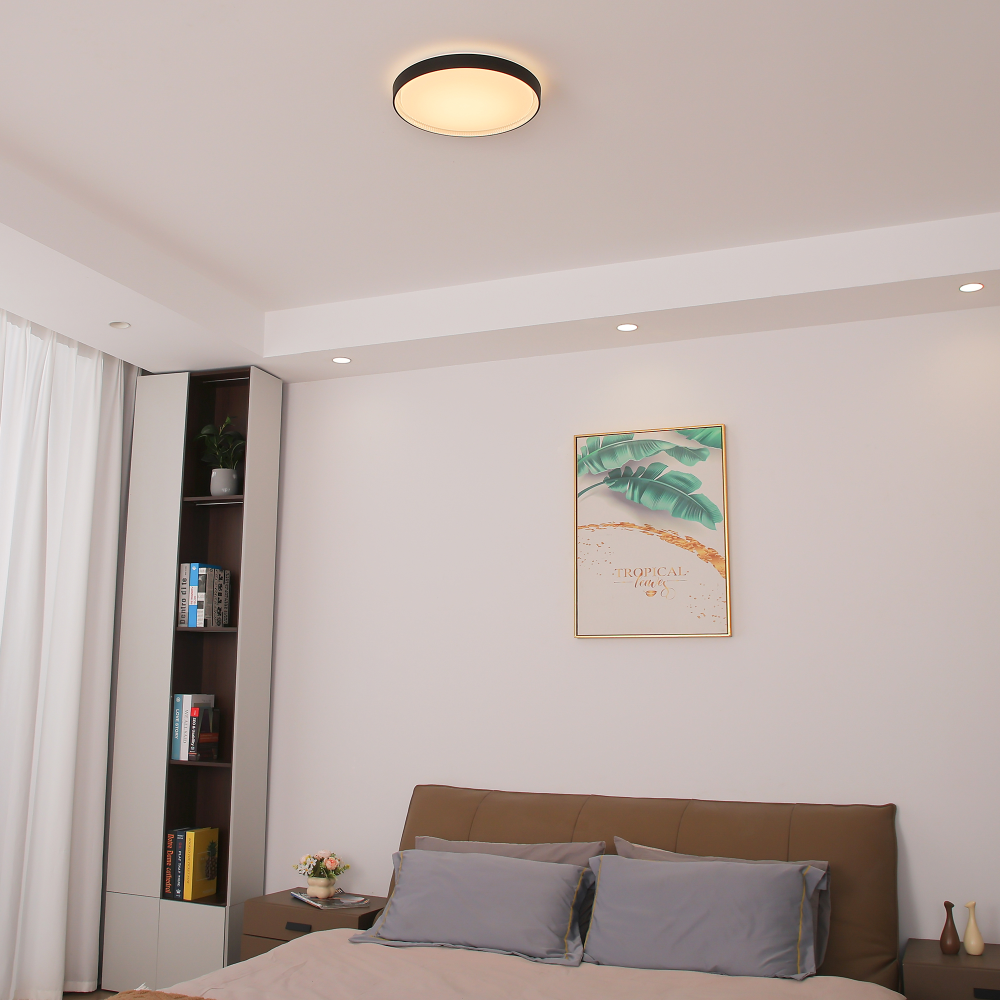 Flush Mount Light 1 -Light 15.6-in Matte Black Integrated LED Flush Mount Light