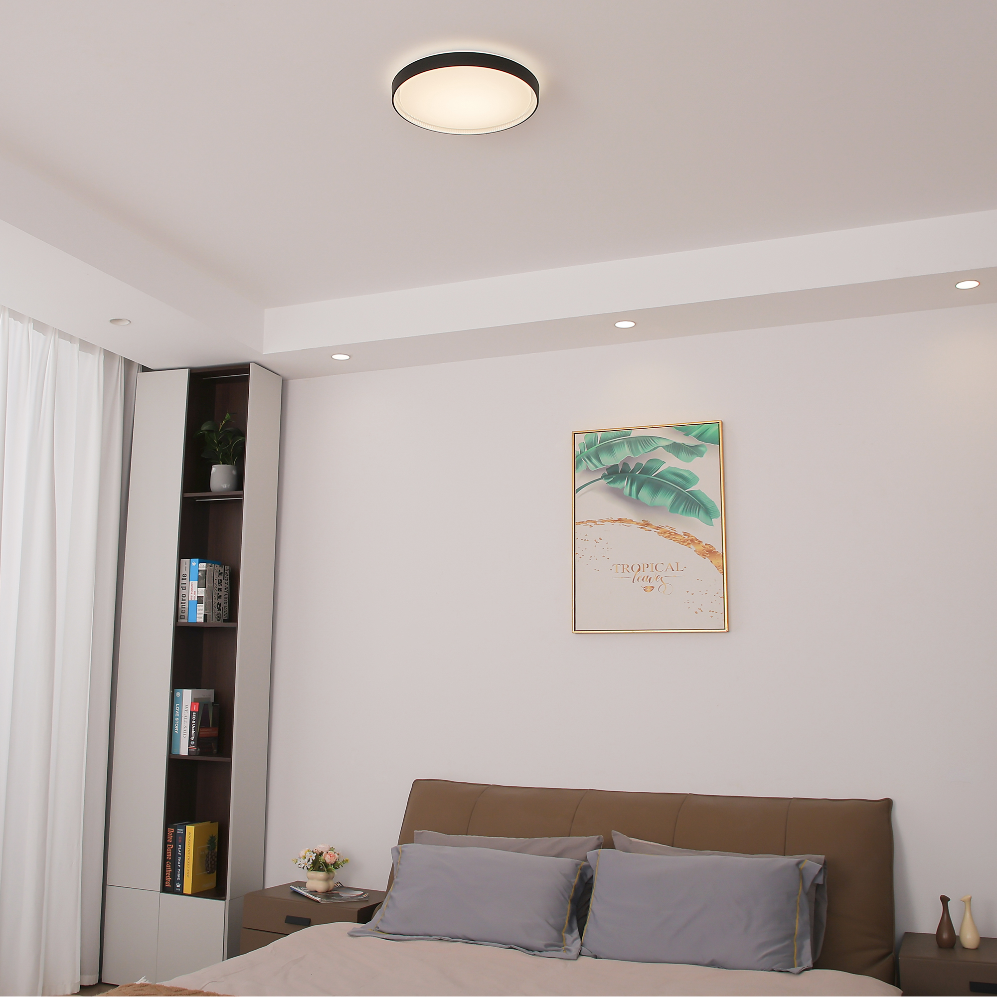 Flush Mount Light 1 -Light 15.6-in Matte Black Integrated LED Flush Mount Light