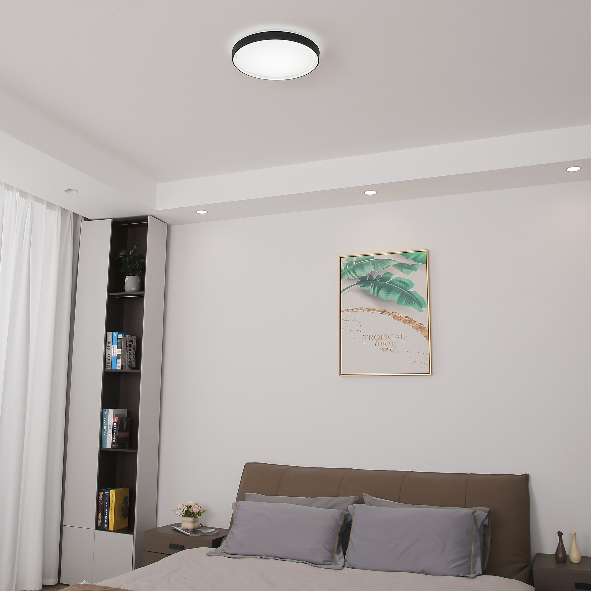 Flush Mount Light 1 -Light 15.6-in Matte Black Integrated LED Flush Mount Light