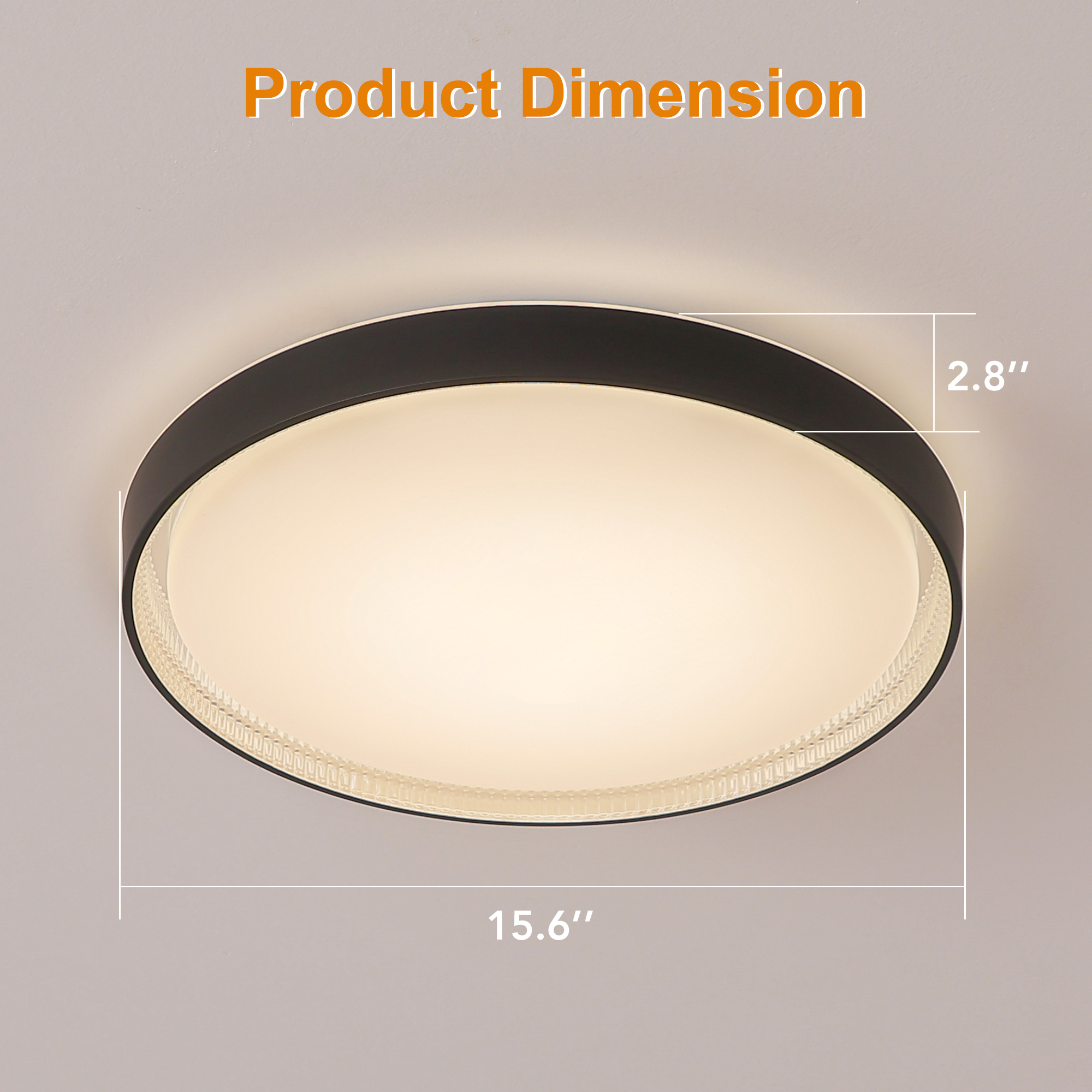 Flush Mount Light 1 -Light 15.6-in Matte Black Integrated LED Flush Mount Light