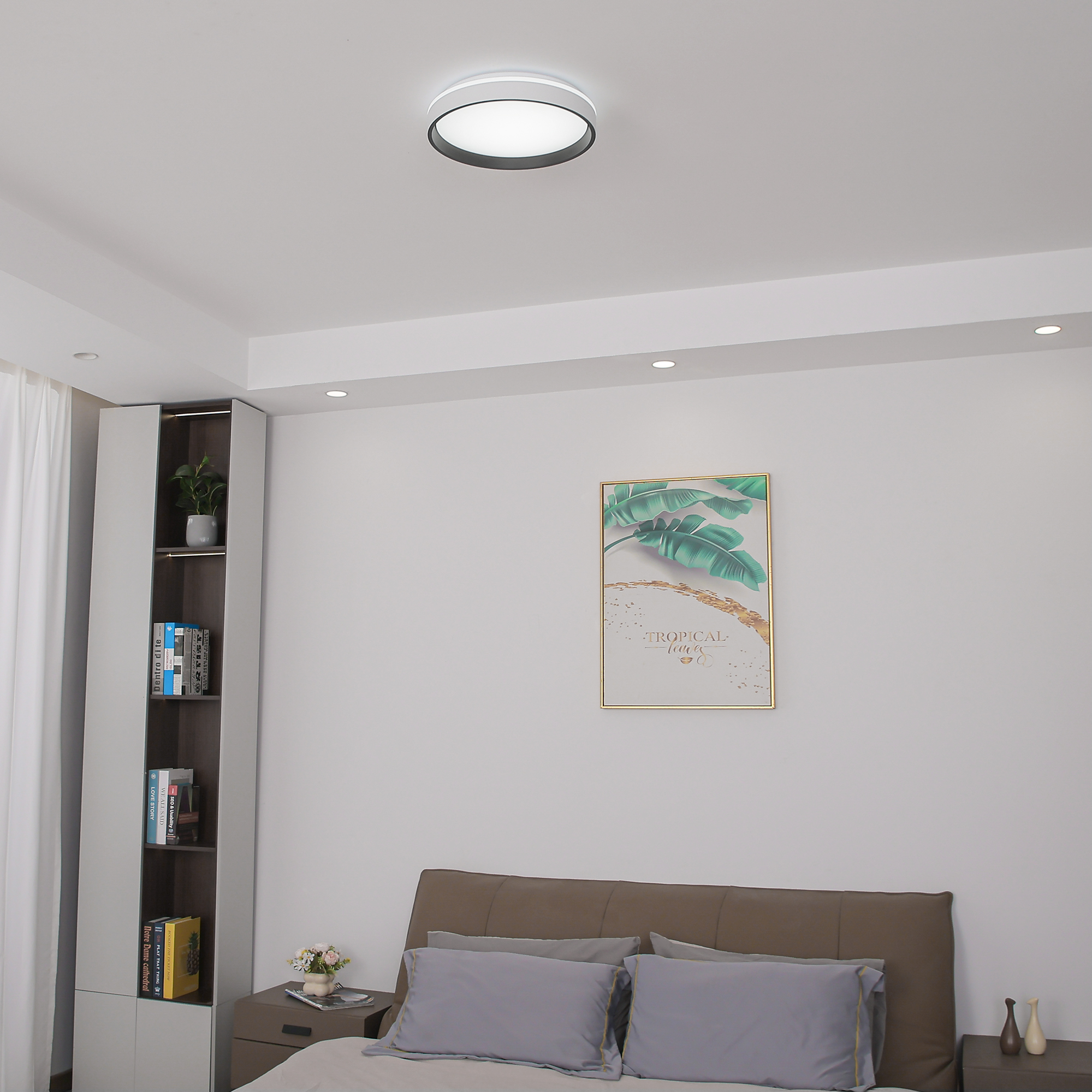 LED Flush Mount 1 -Light 15-in White Integrated LED Flush Mount Light