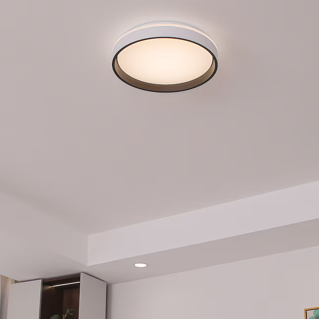 LED Flush Mount 1 -Light 15-in White Integrated LED Flush Mount Light