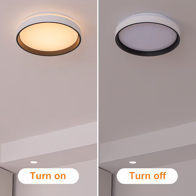 LED Flush Mount 1 -Light 15-in White Integrated LED Flush Mount Light