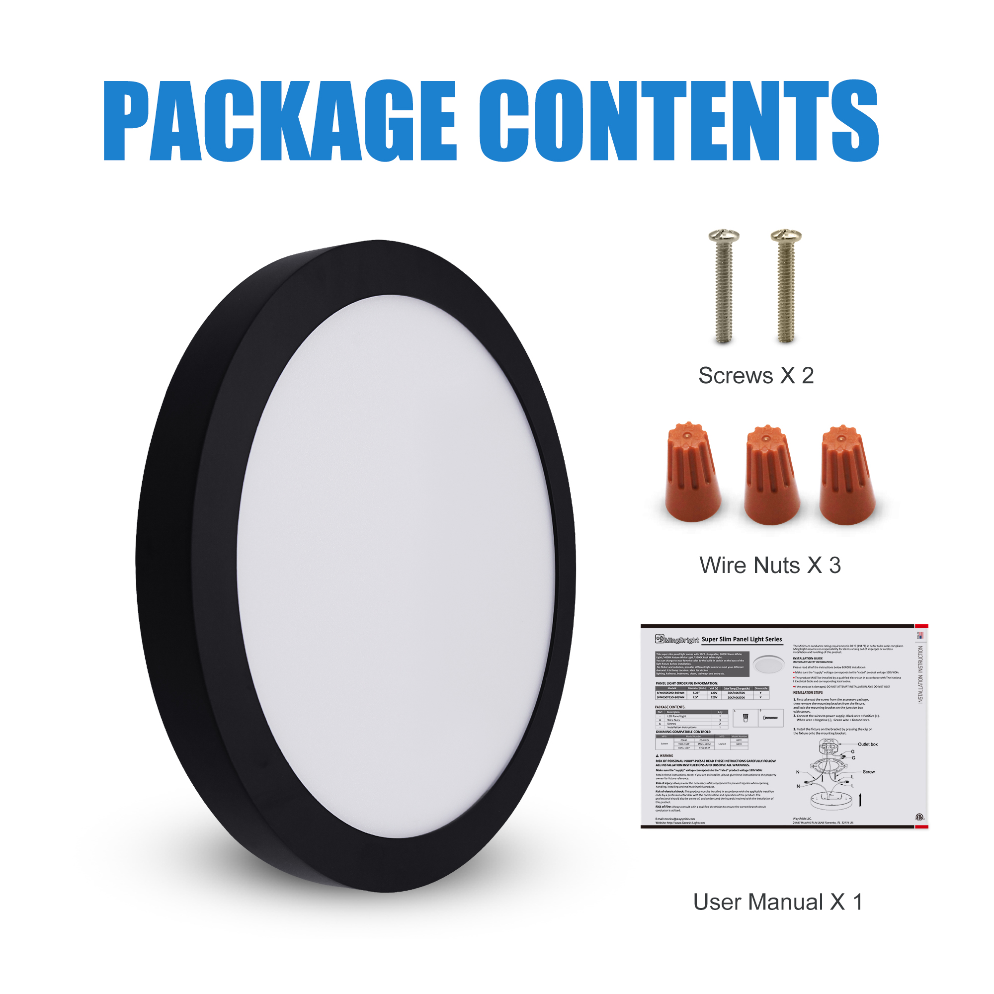 FM501015D-840BK - LED Ceiling Light 1 -Light 9.5-in Matte Black Integrated LED Flush Mount Light