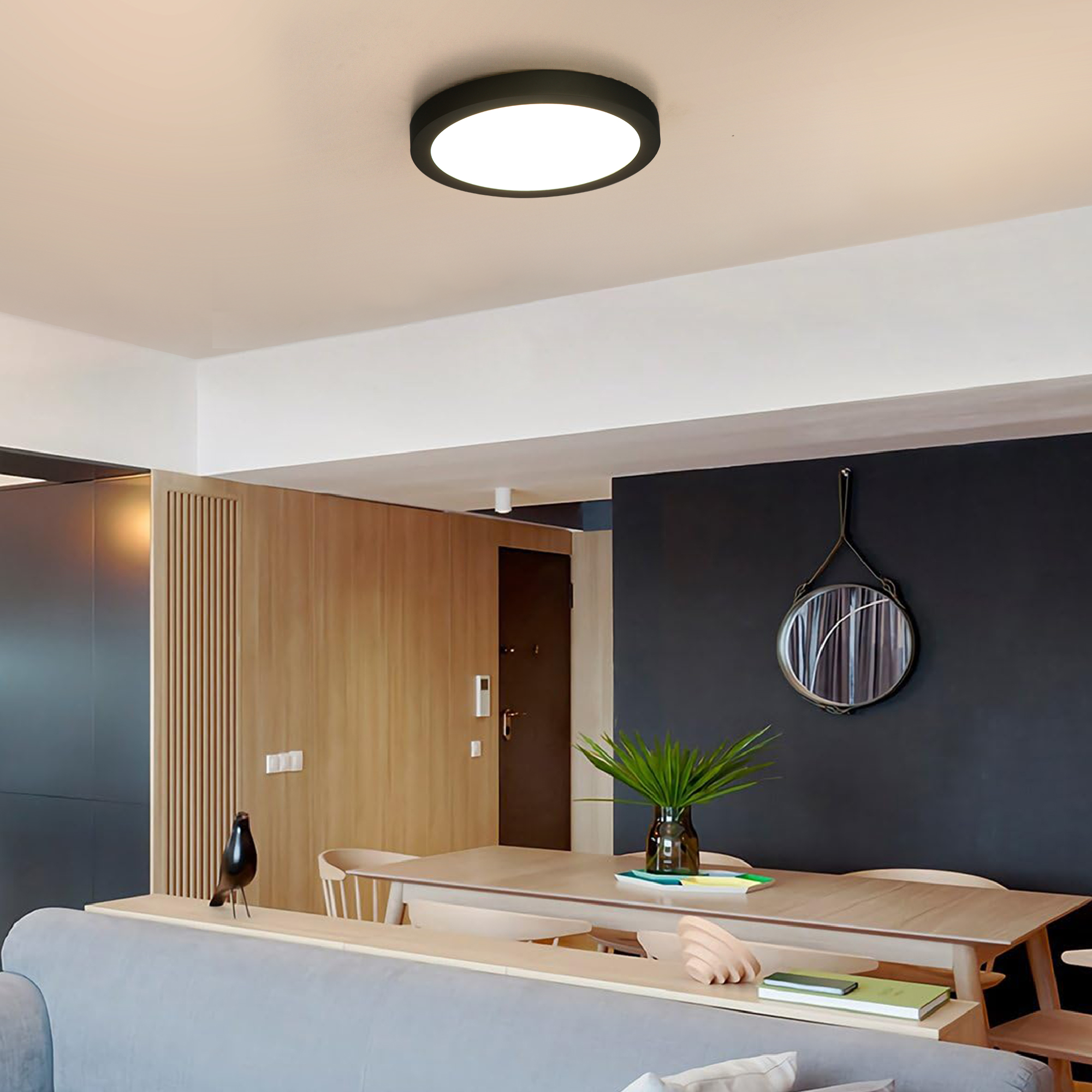 FM501015D-840BK - LED Ceiling Light 1 -Light 9.5-in Matte Black Integrated LED Flush Mount Light