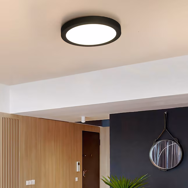 LED Ceiling Light 1 -Light 9.5-in Matte Black Integrated LED Flush Mount Light