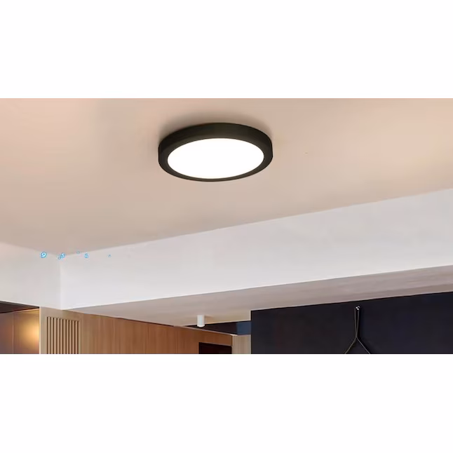 LED Ceiling Light 1 -Light 9.5-in Matte Black Integrated LED Flush Mount Light