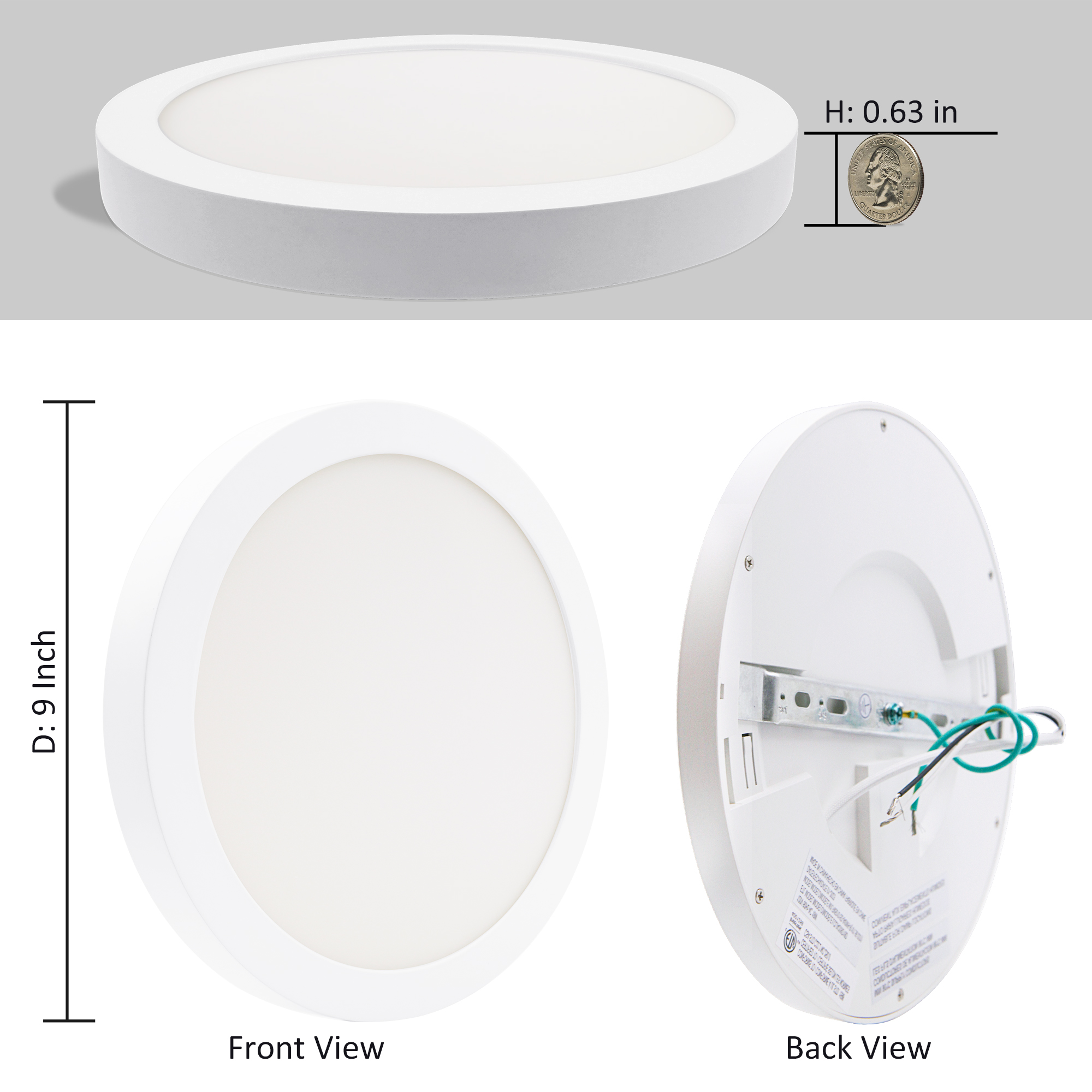 LED Flush Mount 1 -Light 9-in White Integrated LED Flush Mount Light