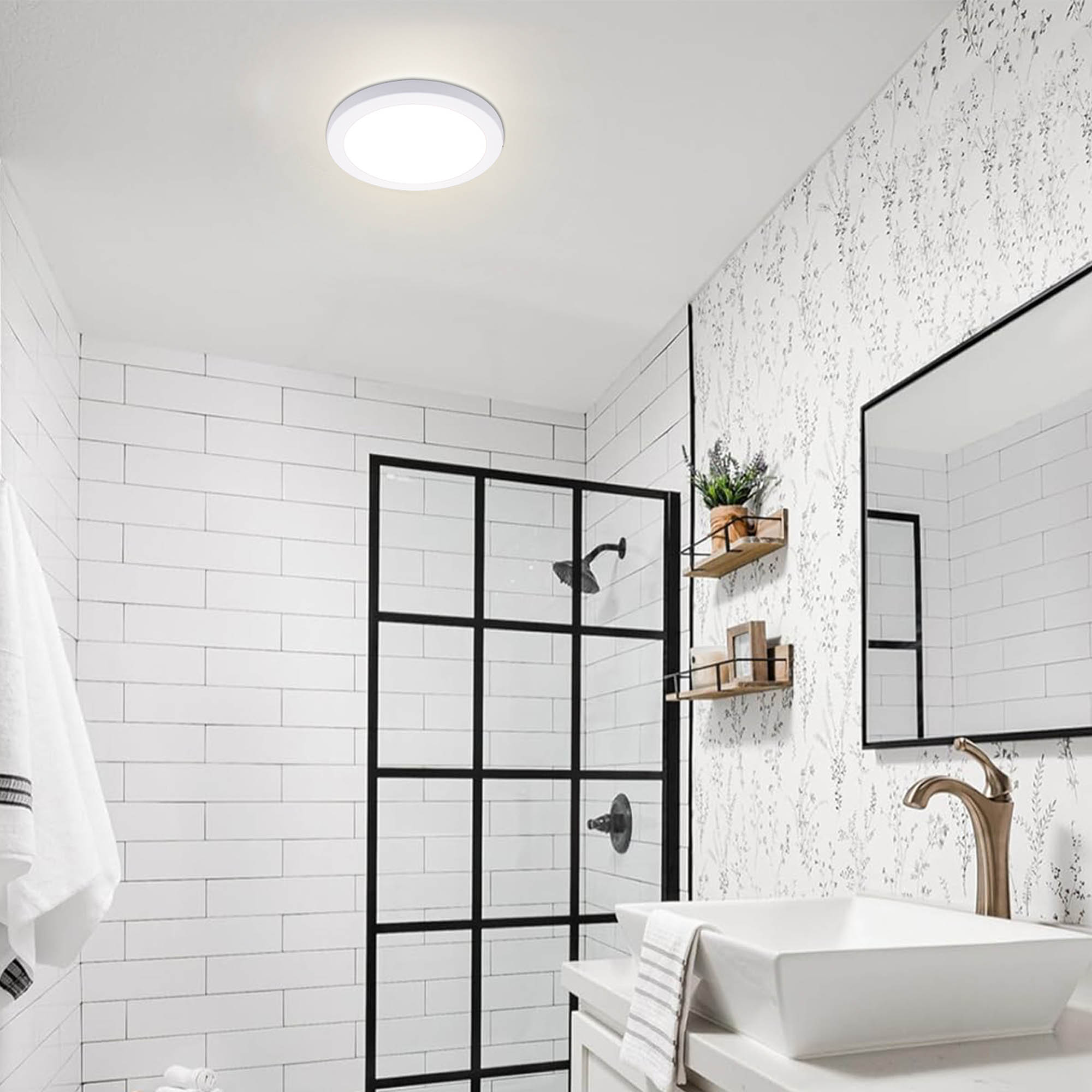 LED Flush Mount 1 -Light 9-in White Integrated LED Flush Mount Light