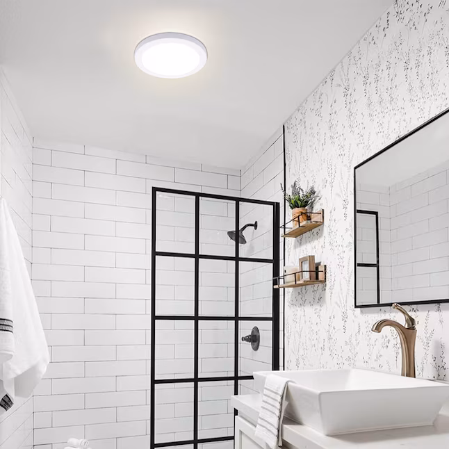 LED Flush Mount 1 -Light 9-in White Integrated LED Flush Mount Light