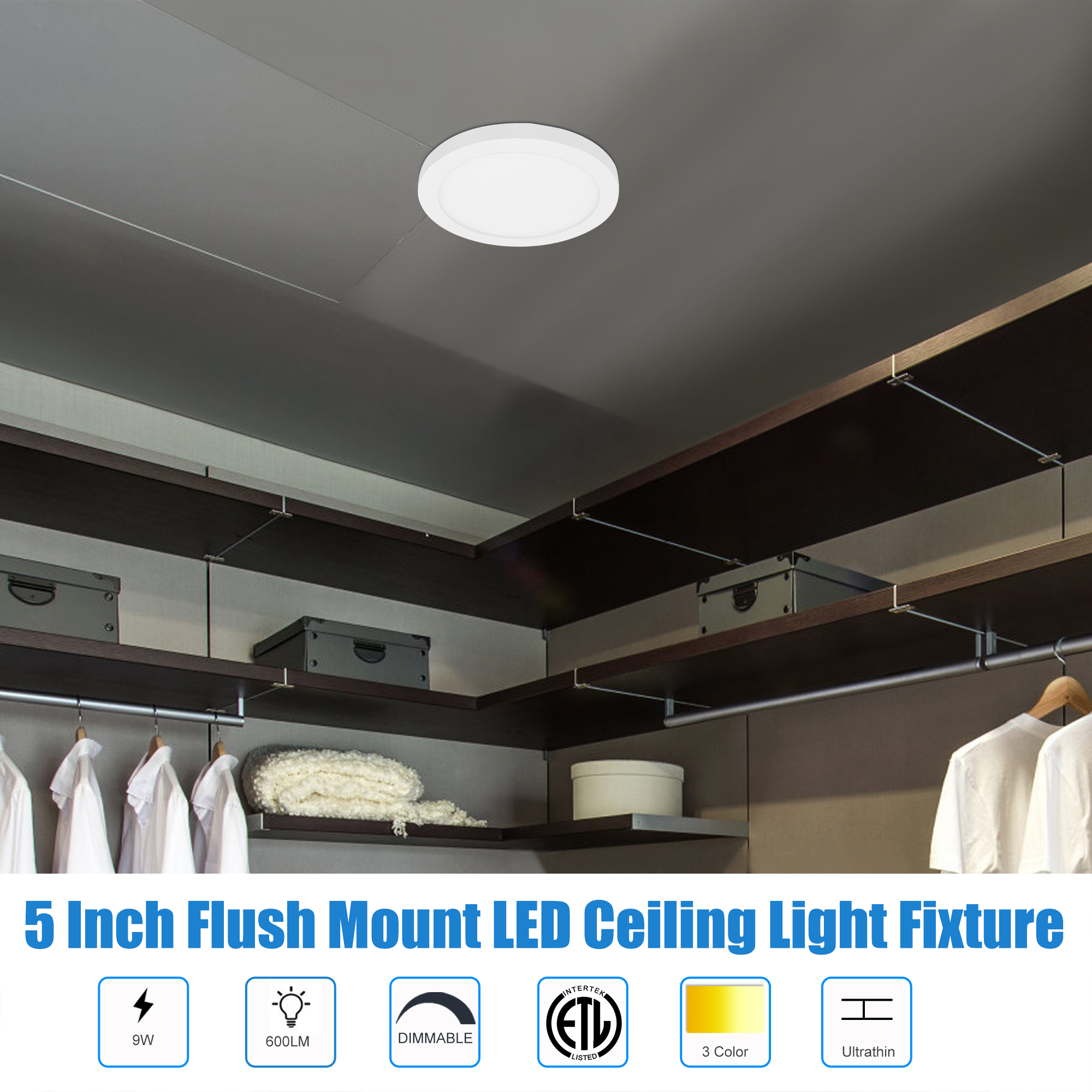 SFM050509D-803WH - Flush Mount Light 1 -Light 5.25-in White Integrated LED Flush Mount Light
