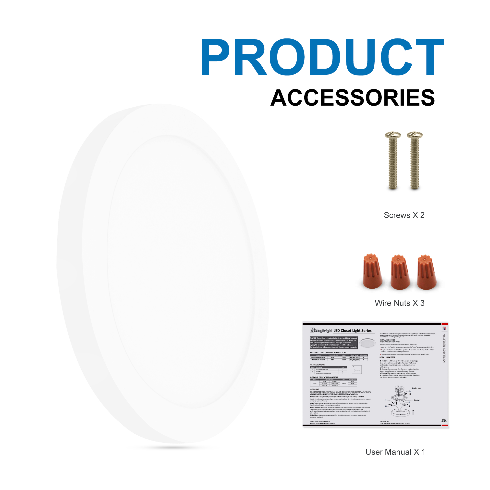 SFM050715D-803WH - Flush Mount Light 1 -Light 7.5-in White Integrated LED Flush Mount Light