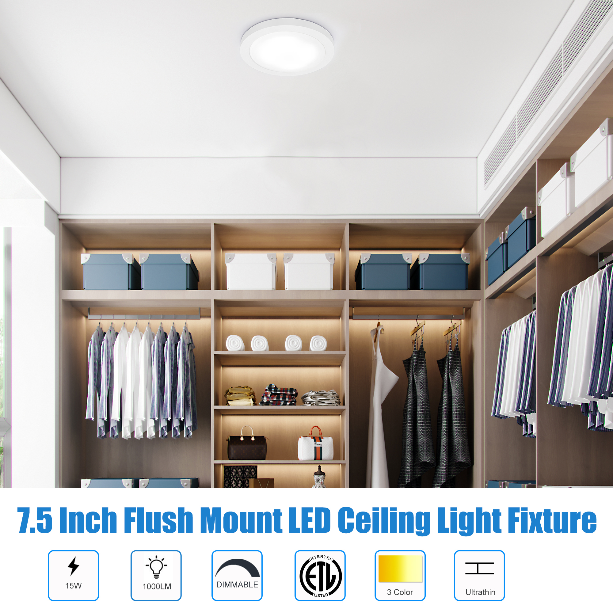 SFM050715D-803WH - Flush Mount Light 1 -Light 7.5-in White Integrated LED Flush Mount Light
