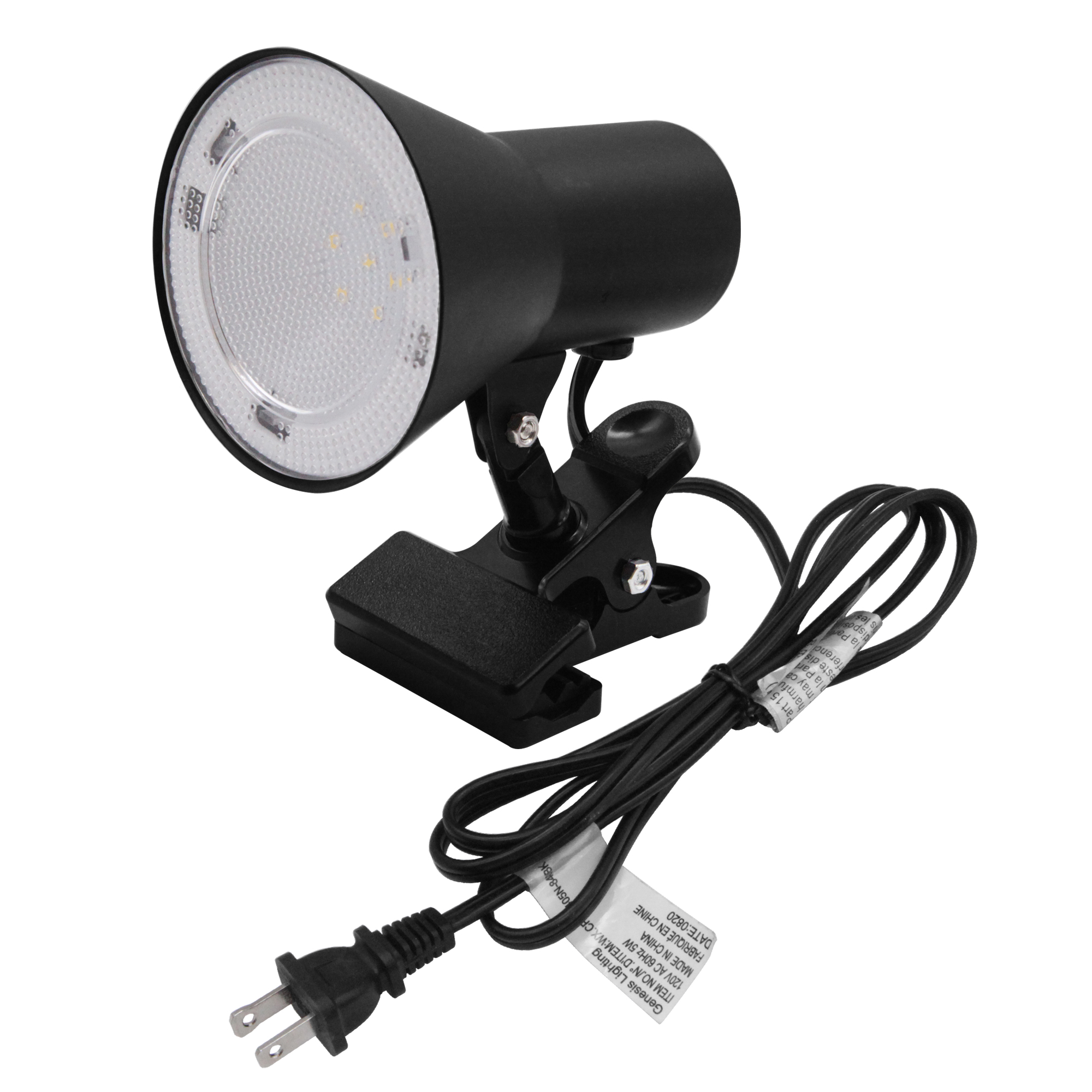 CP010405N-840BK - 5-in Adjustable Black Clip Desk Lamp with Metal Shade