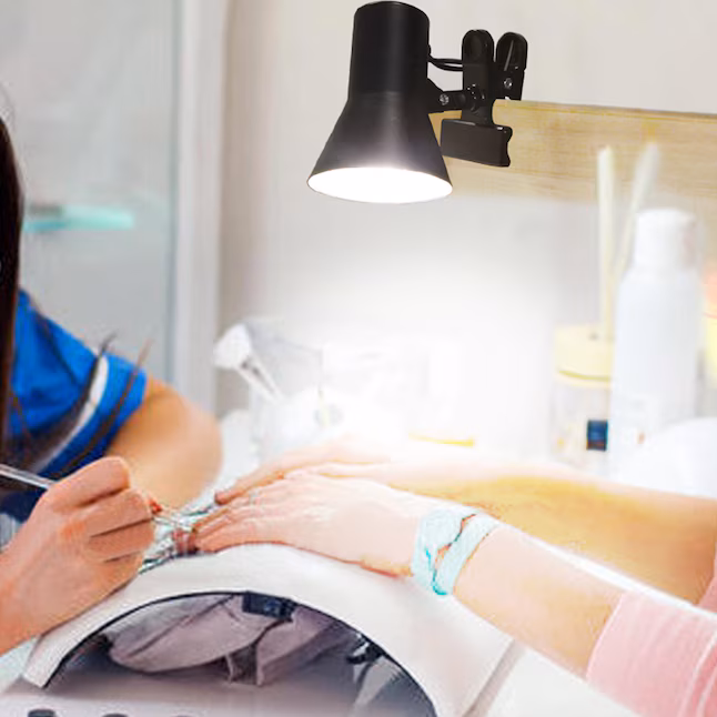 5-in Adjustable Black Clip Desk Lamp with Metal Shade