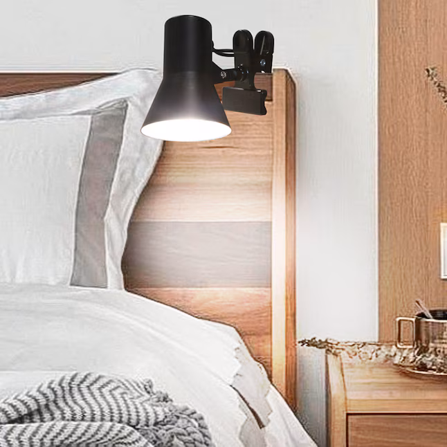 5-in Adjustable Black Clip Desk Lamp with Metal Shade