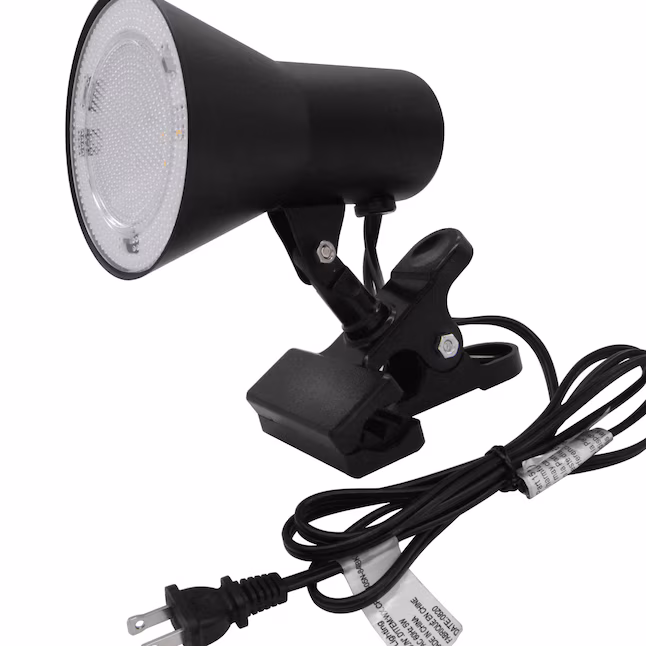 5-in Adjustable Black Clip Desk Lamp with Metal Shade