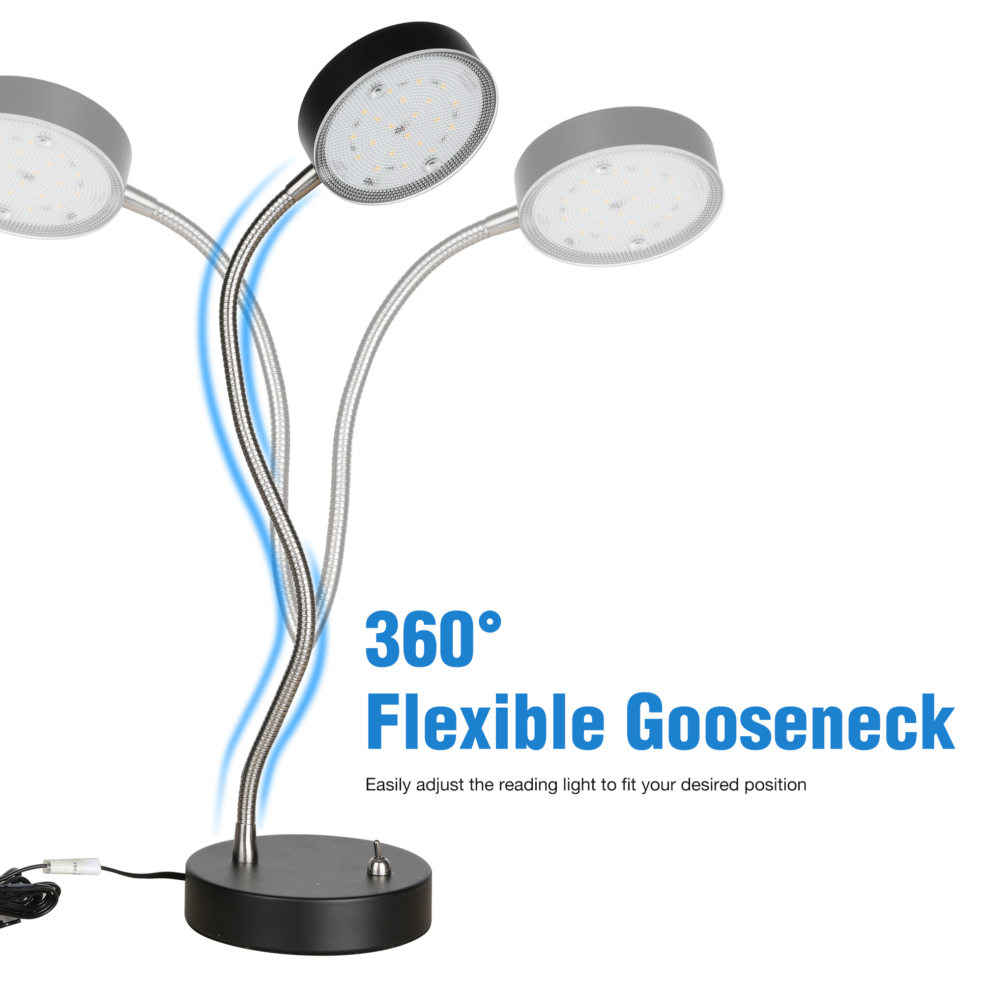 TL011304N-940BK - Gooseneck Desk Lights 13.25-in Adjustable Black Swing-arm Desk Lamp with Metal Shade