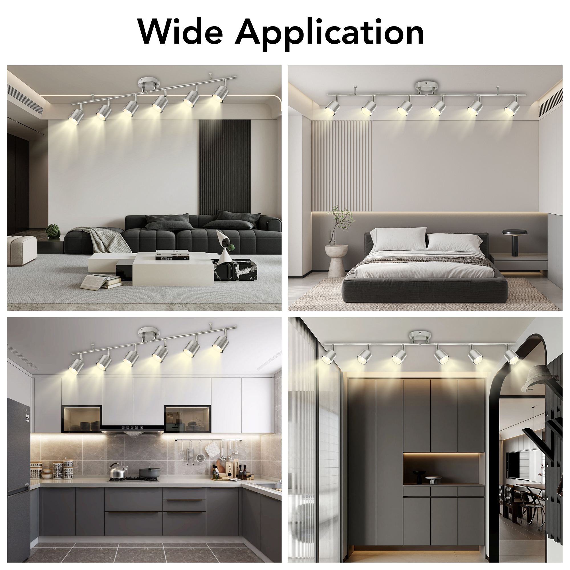 CRRF6400L30SN - 44.5-in 6 -Light Brushed nickel dimmable GU10 pin base Modern/contemporary Flexible Track Lighting Kit with Round Brushed Nickel Pivoting Heads