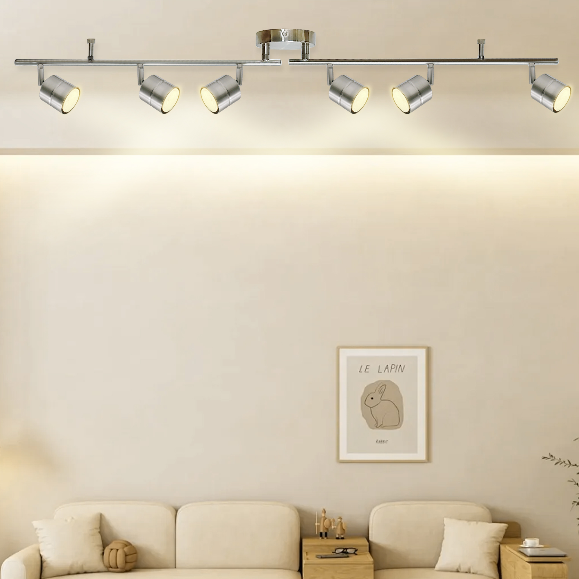 CRRF6400L30SN - 44.5-in 6 -Light Brushed nickel dimmable GU10 pin base Modern/contemporary Flexible Track Lighting Kit with Round Brushed Nickel Pivoting Heads