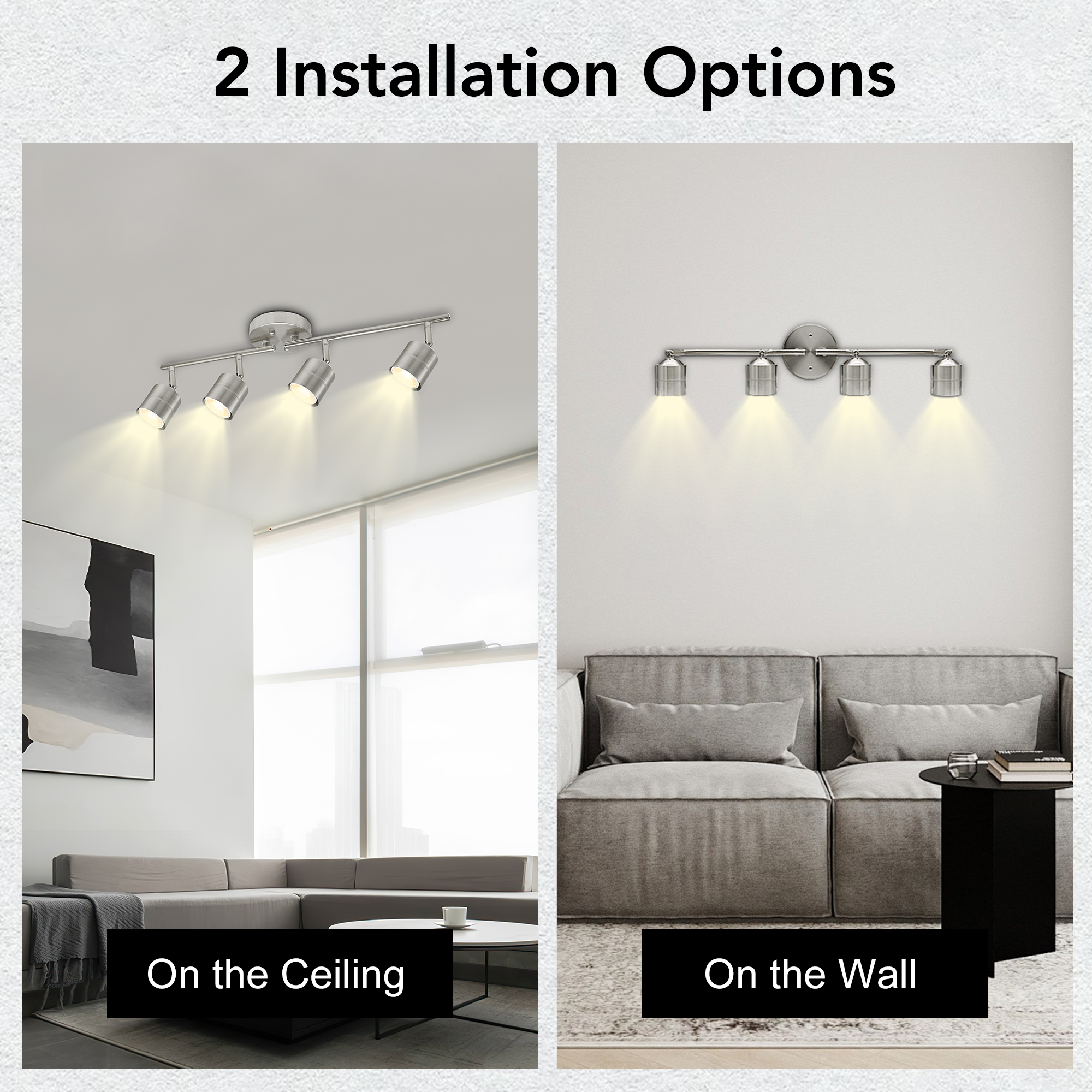 TK592424D-830BN - Track Lighting 26.25-in 4 -Light Brushed Nickel dimmable GU10 pin base Modern/contemporary Flexible Track Lighting Kit with Round Brushed Nickel Pivoting Heads