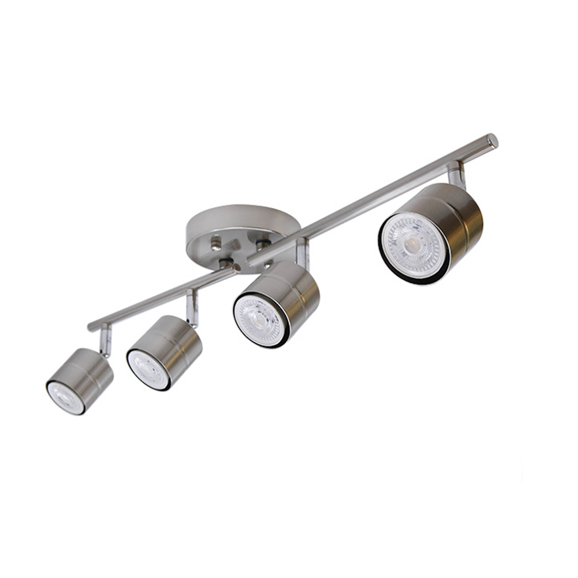 TK592424D-830BN - Track Lighting 26.25-in 4 -Light Brushed Nickel dimmable GU10 pin base Modern/contemporary Flexible Track Lighting Kit with Round Brushed Nickel Pivoting Heads